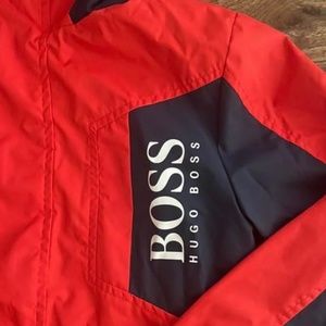 Hugo Boss Kids Red and Black Raincoat